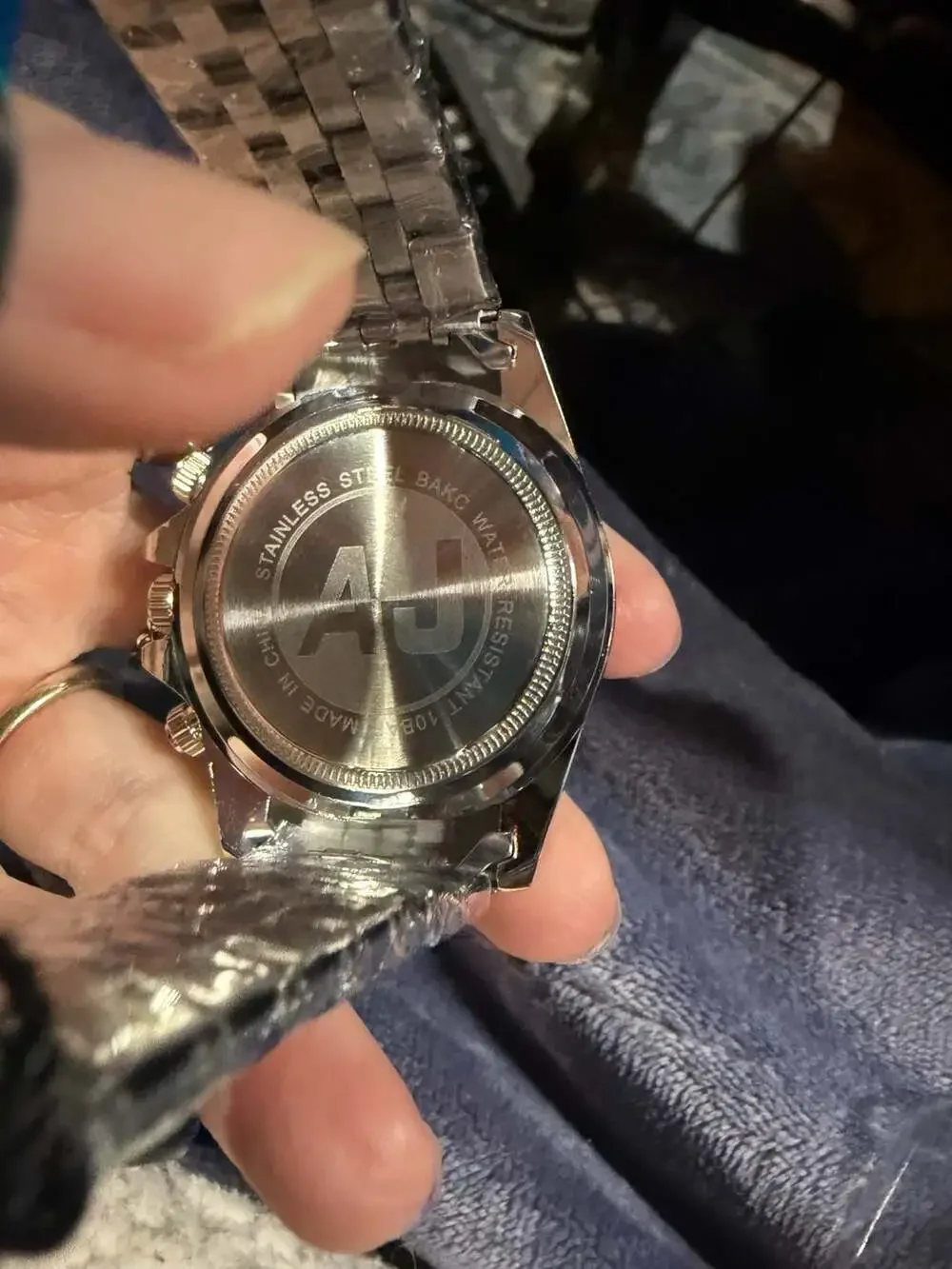 AJ Stainless Steel Quartz Analog Chronograph-Style Watch
